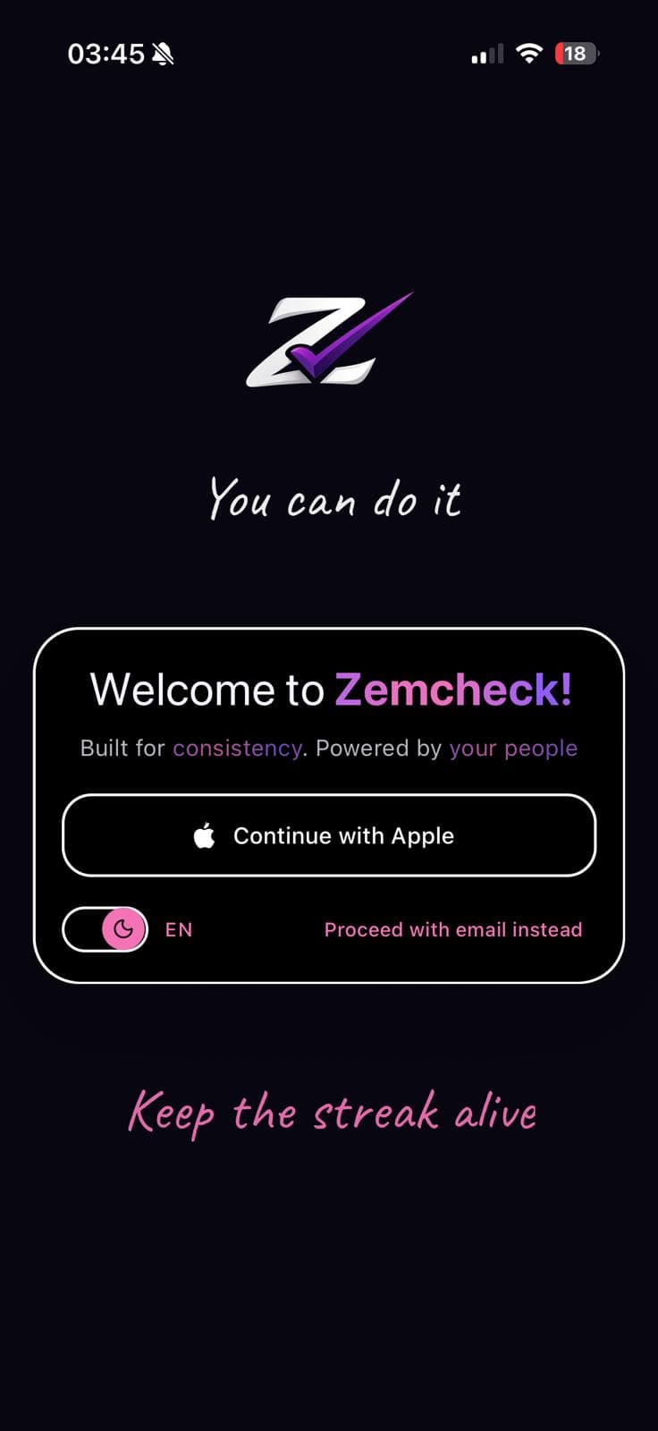 Zemcheck welcome screen